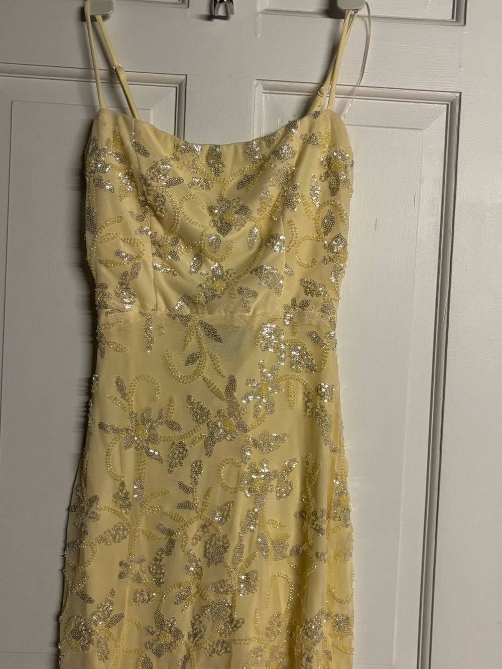 Windsor Pale Yellow Sequin Strap Dress